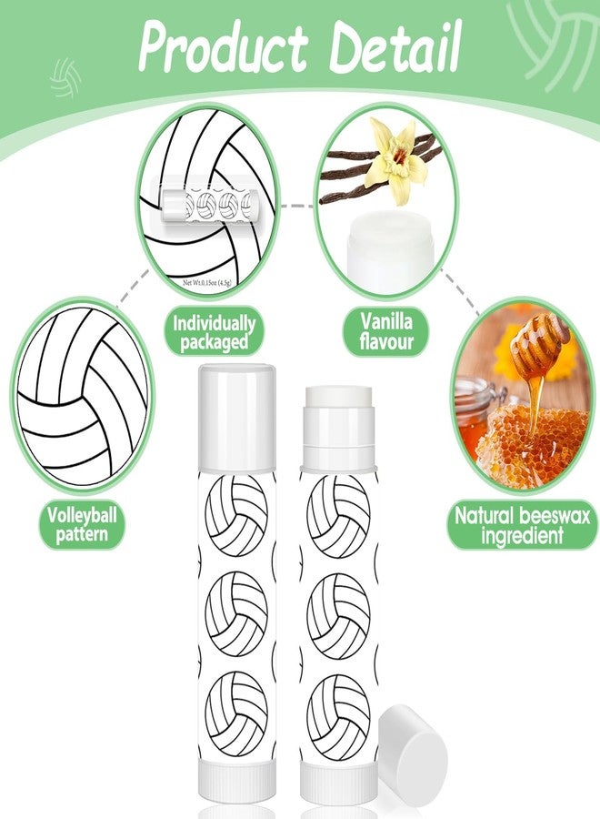 AKAIXI 12 Pack Volleyball Lip Balm for Volleyball Theme Party Bulk Gifts,Beeswax Moisturizing Lip balm,Vanilla Flavor Plumping Chapstick for Volleyball Cheerleader Team Girls kids Men Women Sports Lovers - Image 4